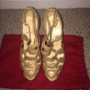 Christian Louboutin Metallic Gold Strappy Sandals